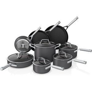 Ninja C39600 Foodi NeverStick Premium Hard-Anodized 13-Piece Cookware Set, Guaranteed to Never Stick, Nonstick, Durable, Oven Safe to 500°F, Grey