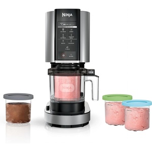 Ninja CREAMi | Ice Cream Maker Bundle | Includes (4)16 oz. Tubs for Gelato, Mix-ins, Milkshakes, Sorbet, Smoothie Bowls & More| 7 One-Touch Programs| Compact Size| Perfect for Kids | Silver(Silver (4 Pints))