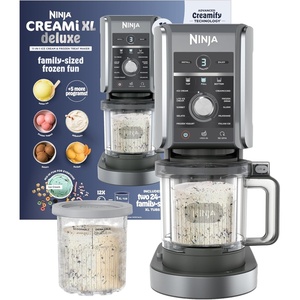Ninja CREAMi Deluxe Ice Cream Maker | 11-in-1 Create Frozen Desserts, Sorbet, Milkshakes, Yogurt & More | Includes 2 Dishwasher Safe XL 24 Oz. Tubs with storage lids | Silver | NC501(CREAMi Deluxe 11-in-1 w/ 2 Pints (Sliver))