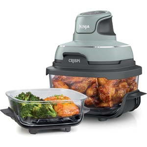 Ninja Crispi 4-in-1 Glass Air Fryer | 450°F | Non-Toxic | 4QT & 6-Cup Glass Containers w/Lids | Microwave, Freezer, Dishwasher Safe | Max Crisp, Air Fry, Bake, Recrisp | Frosted Lilac | FN101PR(Sage)