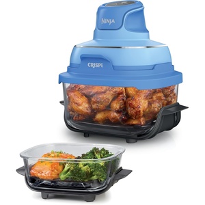 Ninja Crispi 4-in-1 Glass Air Fryer | 450°F | Non-Toxic | 4QT & 6-Cup Glass Containers w/Lids | Microwave, Freezer, Dishwasher Safe | Max Crisp, Air Fry, Bake, Recrisp | Frosted Lilac | FN101PR(Electric Cobalt)