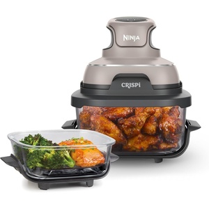 Ninja Crispi 4-in-1 Glass Air Fryer | 450°F | Non-Toxic | 4QT & 6-Cup Glass Containers w/Lids | Microwave, Freezer, Dishwasher Safe | Max Crisp, Air Fry, Bake, Recrisp | Frosted Lilac | FN101PR(Stone)