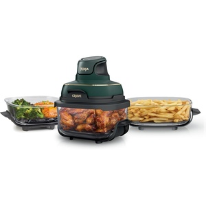 Ninja Crispi 4-in-1 Glass Air Fryer | 450°F | Non-Toxic | 4QT & 6-Cup Glass Containers w/Lids | Microwave, Freezer, Dishwasher Safe | Max Crisp, Air Fry, Bake, Recrisp | Frosted Lilac | FN101PR(Green Bundle)