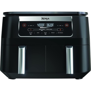 Ninja DZ090 Foodi 6 Quart 5-in-1 DualZone 2-Basket Air Fryer with 2 Independent Frying Baskets, Match Cook & Smart Finish to Roast, Bake, Dehydrate & More for Quick Snacks & Small Meals, Black(Black)