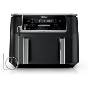 Ninja DZ201 Foodi 8 Quart 6-in-1 DualZone 2-Basket Air Fryer with 2 Independent Frying Baskets, Match Cook & Smart Finish to Roast, Broil, Dehydrate & More for Quick, Easy Meals, Grey(10-QT & DualZone w/ probe)