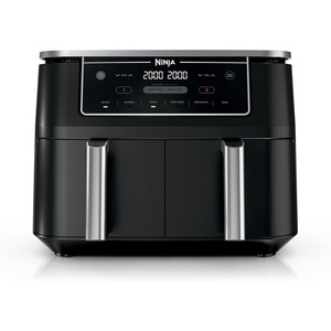 Ninja DZ201 Foodi 8 Quart 6-in-1 DualZone 2-Basket Air Fryer with 2 Independent Frying Baskets, Match Cook & Smart Finish to Roast, Broil, Dehydrate & More for Quick, Easy Meals, Grey(10-QT & DualZone (Black))