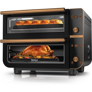 Ninja Double Oven Pro Smart XL Countertop Oven & Air Fryer | 30.2 Qt Capacity |12-in-1 Versatility with Smart Finish & DualZone Tech to Cook 2 Meals at Once | Fit up to 4.5lb Chicken | Silver | DCT821(Onyx)
