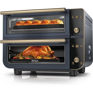 Ninja Double Oven Pro Smart XL Countertop Oven & Air Fryer | 30.2 Qt Capacity |12-in-1 Versatility with Smart Finish & DualZone Tech to Cook 2 Meals at Once | Fit up to 4.5lb Chicken | Silver | DCT821(Cyberspace)