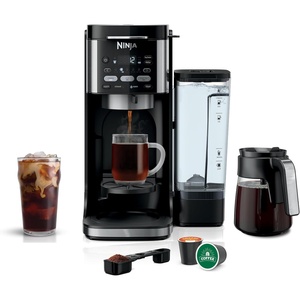 Ninja Drip Coffee Maker | DualBrew™ Pro Hot & Iced Coffee Machine, Single Serve to Carafe | Brew with Pods & Grounds, Compatible with K Cups | 3 Brew Styles, 60oz Removable Reservoir | Black, CFP101(Paper Filter)