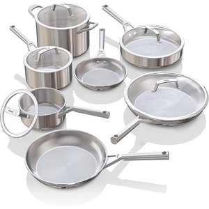 Ninja EverClad Stainless Steel Cookware 12 Piece Pots & Pans Set, All Stovetops & Induction, Oven Safe to 600°F, Tri-Ply Commercial-Grade, C99012(12 – Piece Set)