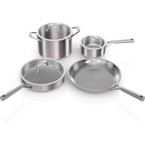 Ninja EverClad Stainless Steel Cookware 12 Piece Pots & Pans Set, All Stovetops & Induction, Oven Safe to 600°F, Tri-Ply Commercial-Grade, C99012(7- Piece Set)