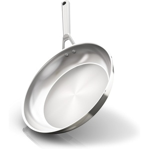 Ninja Everclad Commercial-Grade Stainless Steel 12″ Fry Pan, Tri-Ply Pans, Oven Safe to 600°F, All Stovetops & Induction Compatible, Stainless, C90030
