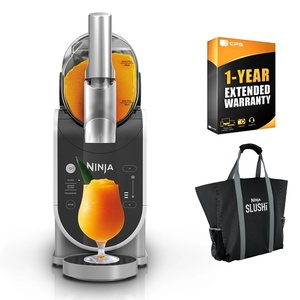 Ninja FS301 SLUSHi 88 oz. Frozen Drink & Slushie Machine (Renewed) Bundle with Deco Essentials Collapsable Water Bottle BPA Free 24oz Gray/Stainless and 1 YR CPS Enhanced Protection Pack(72 oz & 3 Presets + Ninja Tote)