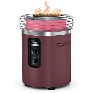 Ninja Fireside360™ Outdoor Heater & Fire Pit | 3 Modes: Flame, Heat, Flame & Heat | Portable for Patio, Deck, Camping | Easy Control Smokeless Flames | Push to Start Ignition | Charcoal | OF101AMZ(Maroon)