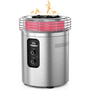 Ninja Fireside360™ Outdoor Heater & Fire Pit | 3 Modes: Flame, Heat, Flame & Heat | Portable for Patio, Deck, Camping | Easy Control Smokeless Flames | Push to Start Ignition | Charcoal | OF101AMZ(Stainless Steel)