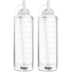 Ninja FlexFlame Upgrades Squirt Bottles, 2 Pack, Easy Dispensing, Mess Free, Leak Proof, Used For Oils, Sauces, and Water, Dishwasher Safe, XSKSQRTBTL2PK