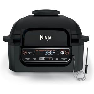 Ninja Foodi Indoor Grill & Air Fryer | 5-in-1 Grill, Air Fry, Roast, Bake, & Dehydrate | Cyclonic Grilling Technology | XL Capacity | Dishwasher Safe Parts | Black/Grey | AG301(5-in-1 Premium w/ probe)