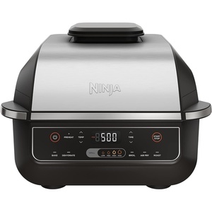 Ninja Foodi Indoor Grill & Air Fryer | 5-in-1 Grill, Air Fry, Roast, Bake, & Dehydrate | Cyclonic Grilling Technology | XL Capacity | Dishwasher Safe Parts | Black/Grey | AG301(6-in-1)