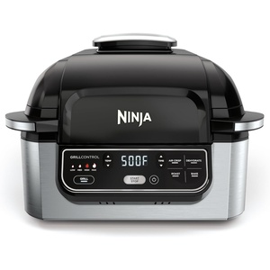 Ninja Foodi Indoor Grill & Air Fryer | 5-in-1 Grill, Air Fry, Roast, Bake, & Dehydrate | Cyclonic Grilling Technology | XL Capacity | Dishwasher Safe Parts | Black/Grey | AG301(5-in-1)