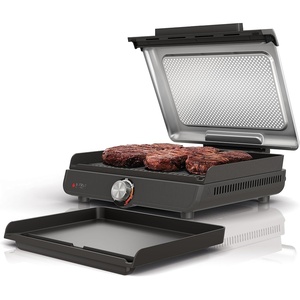 Ninja Griddle and Indoor Grill, 14’’, Electric Grill, For Steak, Burgers, Salmon, Veggies, and More, Pancake Griddle, Nonstick, Dishwasher Safe, 500F, Even Cooking, Silver, GR101(14 Inch)