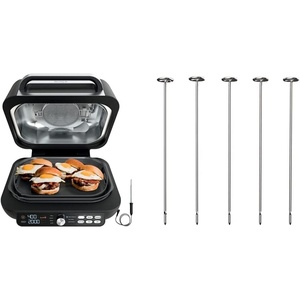 Ninja IG651 Foodi Smart XL Pro 7-in-1 Indoor Grill/Griddle Combo, Black with 120KY300 Foodi Grill Kebab Skewers, 7.25 Inches, Stainless Steel(Grill + Kebob Set V2)