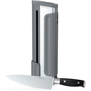 Ninja K32004 Foodi NeverDull System 4-Piece Steak Knife Set, Premium, German Stainless Steel, Black(Sharpener + Chef Knife)