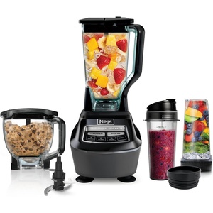 Ninja Kitchen System | All-in-One for Smoothies, Frozen Drinks, Veggie Chopper & More | With Full-Size Pitcher, 8 Cup Food Processor Bowl, (2) 18 oz. Cups, | 1200 Watt | Dark Grey | BR601AMZ(Pro Kitchen System)