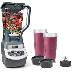 Ninja Kitchen System | All-in-One for Smoothies, Frozen Drinks, Veggie Chopper & More | With Full-Size Pitcher, 8 Cup Food Processor Bowl, (2) 18 oz. Cups, | 1200 Watt | Dark Grey | BR601AMZ(Pro TotalCrush Blender)