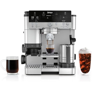 Ninja Luxe Café Premier 3-in-1 Espresso Machine, Drip Coffee, & Rapid Cold Brew | Built-in Coffee Grinder, Hands-Free Milk Frother, Assisted Tamper for Cappuccinos & Lattes | Cyberspace | ES601CY(Stainless Steel)