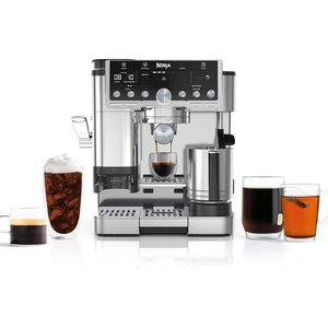 Ninja Luxe Café Pro Series, Espresso Machine, Drip Coffee, Cold Brew, Hot Water, Integrated Tamper, Built-in Grinder, Hands-Free Frother for Cappuccinos, Lattes, Americanos, Dairy or Non-Dairy, ES701(Stainless Steel)
