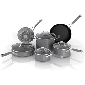 Ninja NeverStick Professional Hard-Anodized 10 Piece Pots & Pans Set, Nonstick Cookware Set, Durable, Oven Safe to 500°F, Slate Grey, C39500