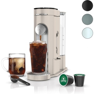 Ninja Pods & Grounds Single-Serve Coffee Maker, K-Cup Pod Compatible, Brews Grounds, Compact Design, 56-oz. Reservoir, 6-oz. Cup to 24-oz. Travel Mug Brew Sizes, Iced Coffee Maker, Stone, PB041ST(Stone)