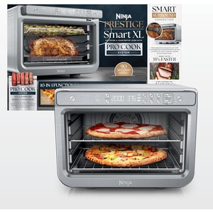 Ninja SP201 Digital Air Fry Pro Countertop 8-in-1 Oven with Extended Height, XL Capacity, Flip Up & Away Capability for Storage Space, with Air Fry Basket, Wire Rack & Crumb Tray, Silver(10-in-1 Prestige)