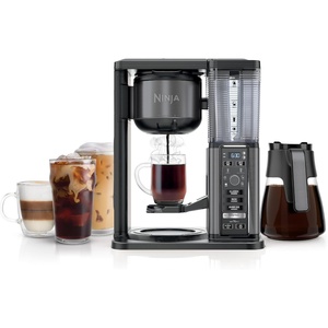 Ninja Specialty Coffee Maker, Hot & Iced Coffee, 6 Brew Styles, 8 Sizes, Small Cup to Travel Mug, 10-Cup Carafe, Fold-Away Frother, Permanent Filter, Removable Reservoir, Stainless Black, CM405A