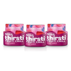 Ninja Thirsti Flavored Water Drops, FRUITI CHILL Berry Burst, Bold Fruit Flavor, Sparkling or Still, Zero Calories, Zero Sugar, Makes 17, 12oz drinks, 3 Pack, WCFBRPNAM(Berry Burst)