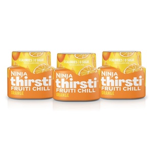 Ninja Thirsti Flavored Water Drops, FRUITI CHILL Berry Burst, Bold Fruit Flavor, Sparkling or Still, Zero Calories, Zero Sugar, Makes 17, 12oz drinks, 3 Pack, WCFBRPNAM(Orange)
