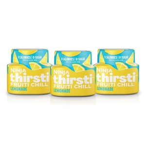 Ninja Thirsti Flavored Water Drops, FRUITI CHILL Berry Burst, Bold Fruit Flavor, Sparkling or Still, Zero Calories, Zero Sugar, Makes 17, 12oz drinks, 3 Pack, WCFBRPNAM(Lemonade)