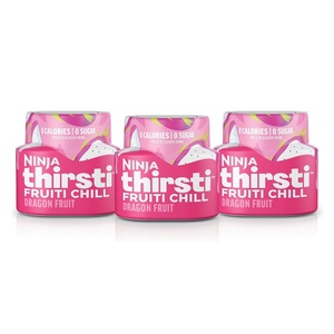 Ninja Thirsti Flavored Water Drops, FRUITI CHILL Berry Burst, Bold Fruit Flavor, Sparkling or Still, Zero Calories, Zero Sugar, Makes 17, 12oz drinks, 3 Pack, WCFBRPNAM(Dragon Fruit)