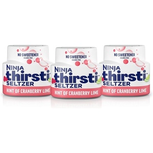 Ninja Thirsti Flavored Water Drops, SELTZER Lemon, Crisp and Refreshing Sparkling Water, Zero Calories, Zero Sugar, Zero Sweeteners, Makes 20, 12oz drinks, 3 Pack, WCFLEMNAM(Cranberry Lime)