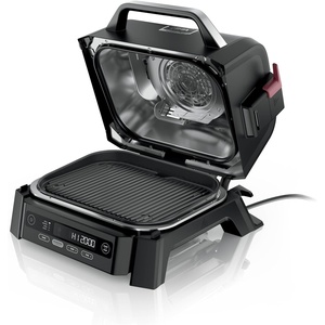 Ninja Woodfire Outdoor Grill & Smoker, 6-in-1 Functionality, Grill, Smoke, Bake, Roast, Air Fry, Broil, Authentic Woodfire Flavors, Electric Heat, OG321(4-in-1 Grill + Smoker)