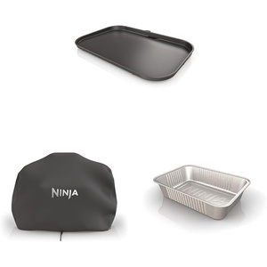 Ninja XSKGRIDLXL Woodfire Premium Griddle Plate & XSKCOVERXL Woodfire Premium Grill Cover Pro & XSKTRYLRXL Woodfire Large Grease Tray Liners