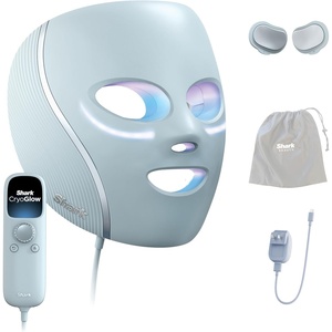 Shark CryoGlow LED Face Mask with Under-Eye Cooling, Anti-Ageing & Blemish Repair, Red & Blue LED, Infrared Light Therapy, USB-C, Remote Control, Storage Bag, Adjustable Straps, Rose Glow, FW312PK(Blue Frost)