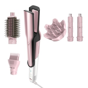 Shark Glam Ceramic & Powerful Air Styling & Drying System, with Silki Straightener & Shark Glossi Air Glosser, for Drying, Curling, Straightening & Glossing, Gold, HD6051S (Straight & Wavy Hair)(Curly & Coily Hair (Pink))