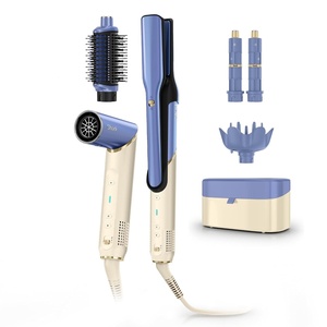 Shark Glam Ceramic & Powerful Air Styling & Drying System, with Silki Straightener & Shark Glossi Air Glosser, for Drying, Curling, Straightening & Glossing, Gold, HD6051S (Straight & Wavy Hair)(Starlight Dream Special Edition)