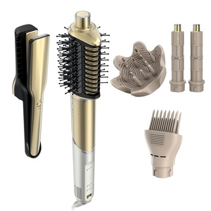 Shark Glam Ceramic & Powerful Air Styling & Drying System, with Silki Straightener & Shark Glossi Air Glosser, for Drying, Curling, Straightening & Glossing, Gold, HD6051S (Straight & Wavy Hair)(Curly & Coily Hair)