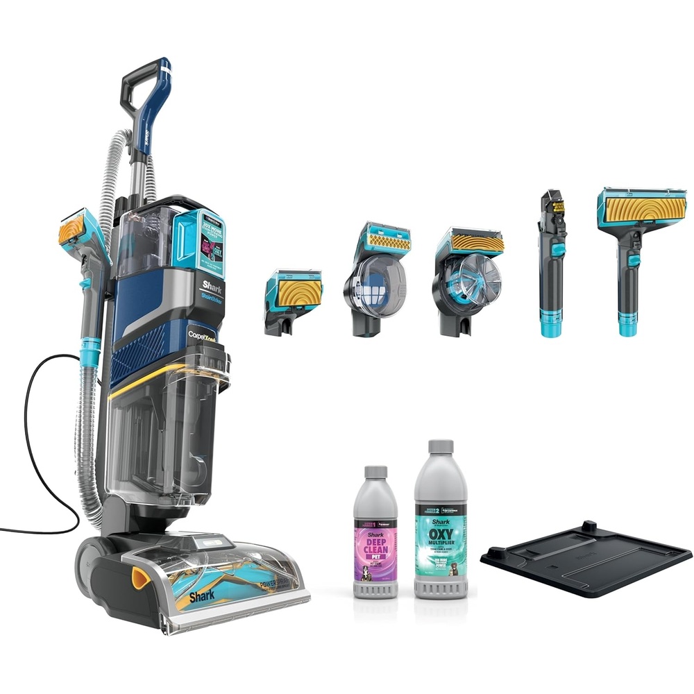 image:imageShark CarpetXpert  Upright Carpet Area Rug amp Upholstery Cleaner  Carpet Shampooer with StainStriker Handheld Tough Stain Eliminator  Removes Tough Stains amp Odors  3 Cleaning Tools  White  EX201HairPro  StainStriker  7 Tool