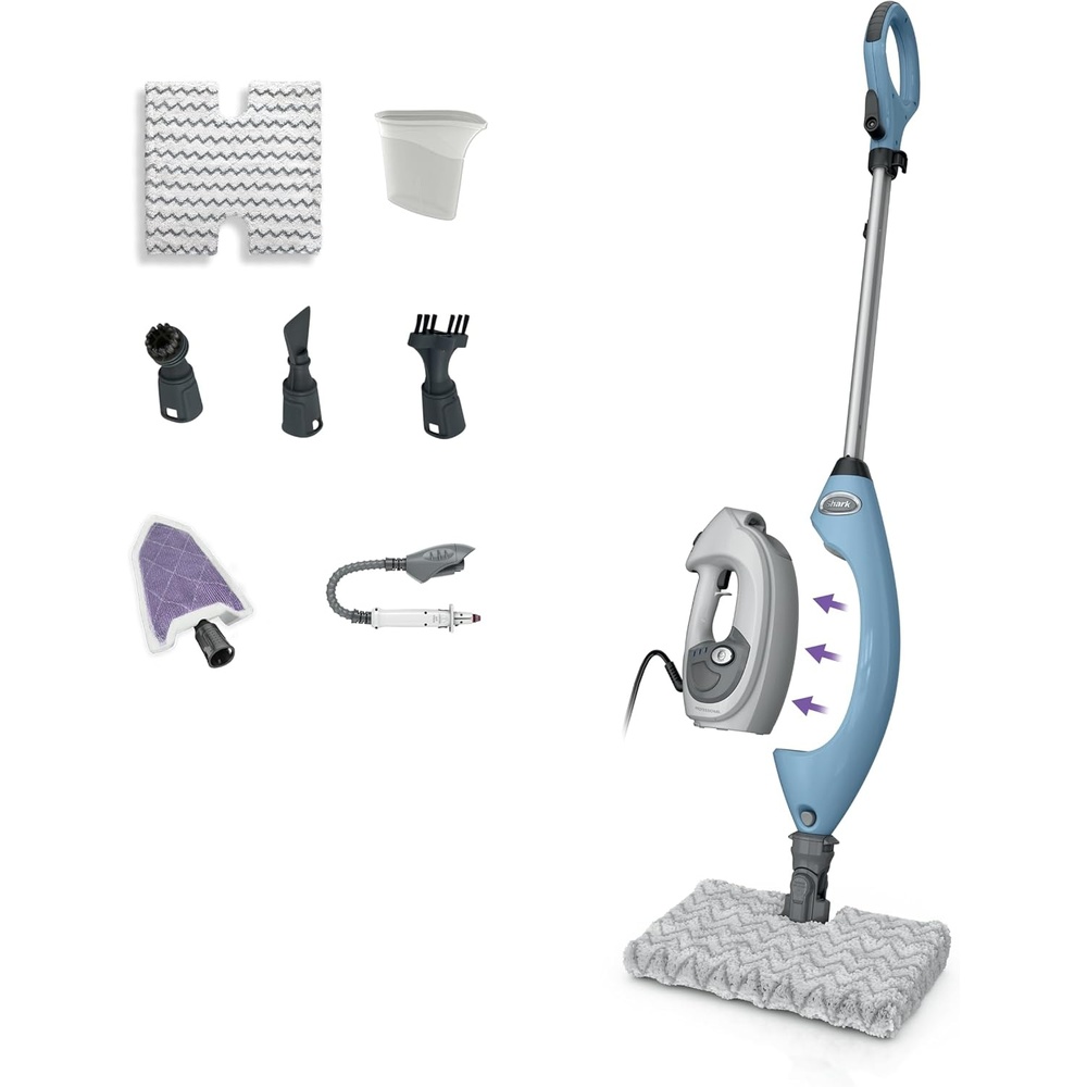 image:imageShark Steam Mop with 2 Machine Washable Dirt Grip Pads Removable Water Tank Lightweight Steam Cleaner for sealed Hard Floors Marble Stone Hardwood Tile Laminate WhiteSeafoam S1000Steam LiftAway Premium