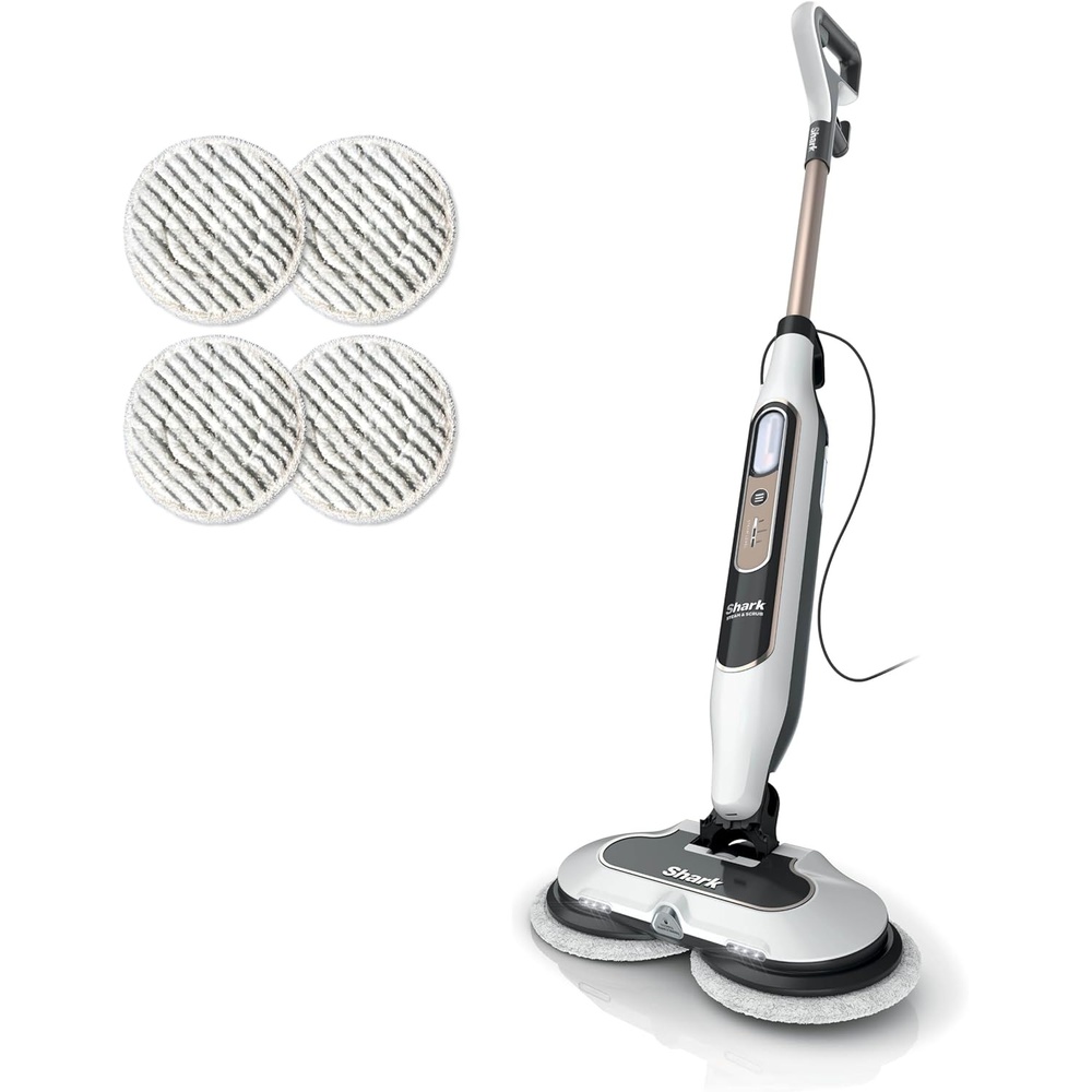 image:imageShark Steam amp Scrub Steam Mop AllinOne Scrubbing and Sanitizing Hard Floor Cleaner LED Headlights 4 Dirt Grip Soft Scrub Pads Included XL Water Tank Swivel Steering Hawaiian Grey S8001SteamScrub w Steam Blaster 4pad