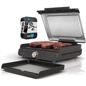 Ninja GR101 Sizzle Smokeless Indoor Grill & Griddle (Renewed) Bundle with 2 YR CPS Enhanced Protection Pack